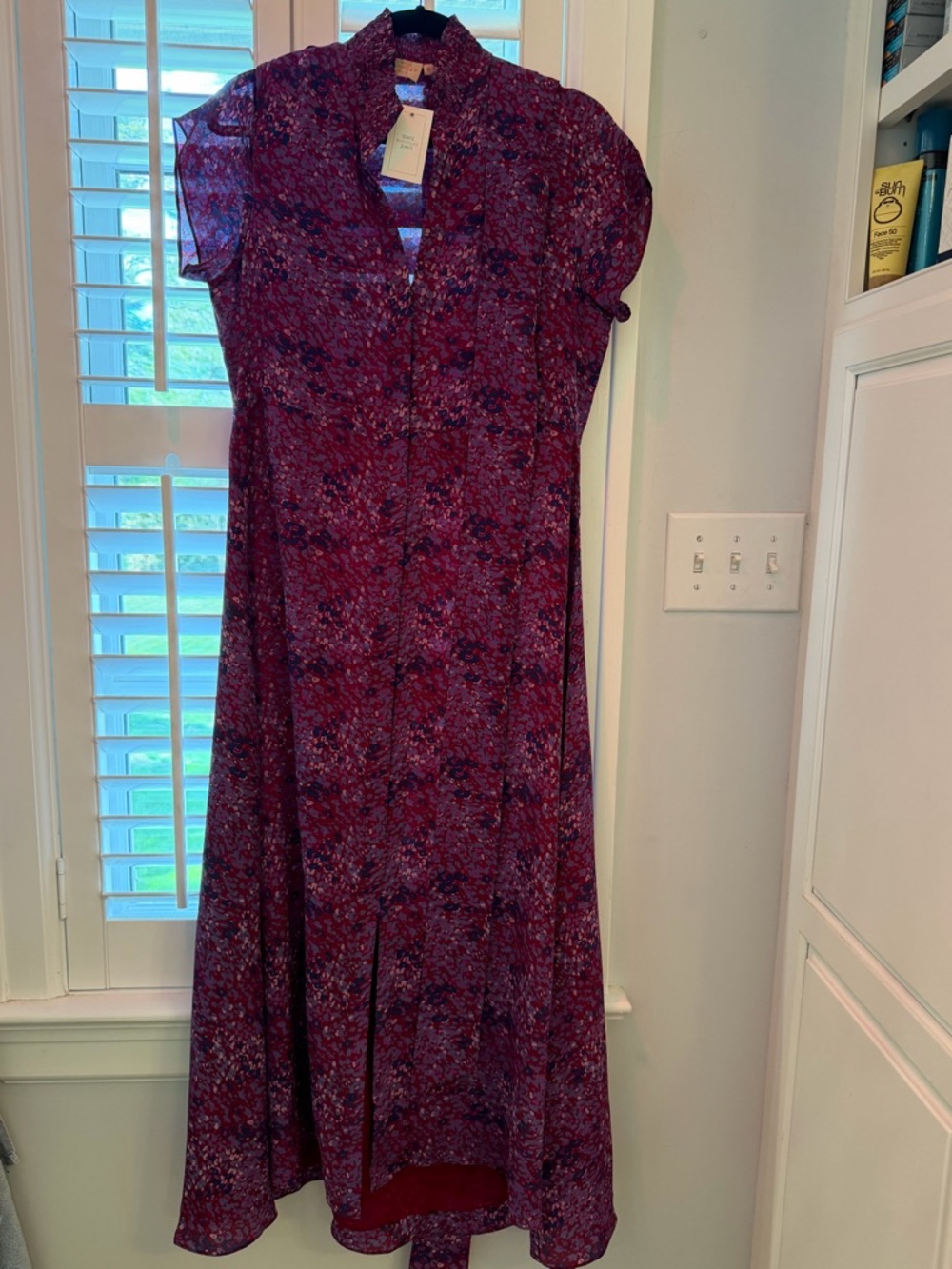 Women’s Floral Button-Front Maxi Dress in Purple